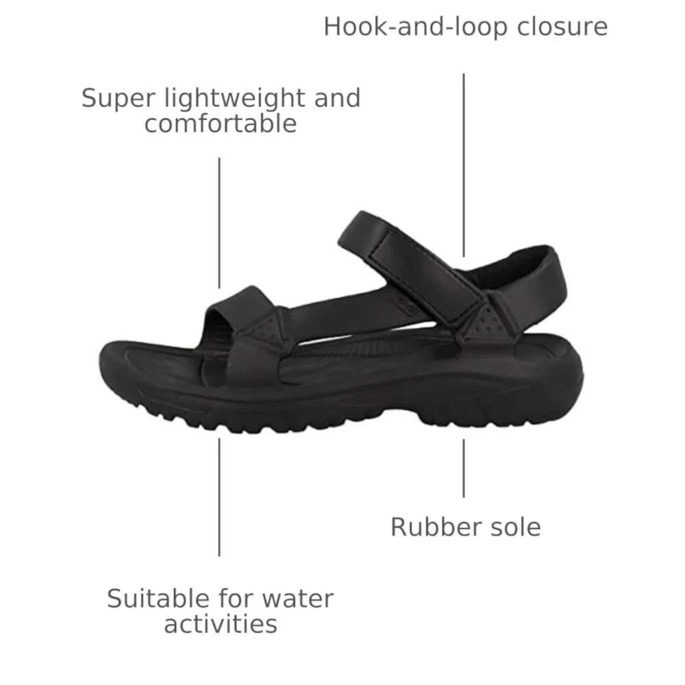 Teva Black Water Sport Sandals Hook Loop Closure Lightweight Rubber Sole M9 W11‎